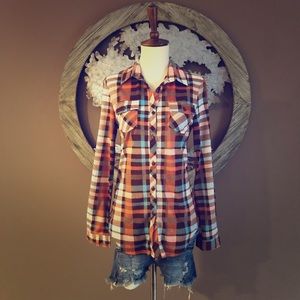 NWOT Jordann Blush Plaid Shirt